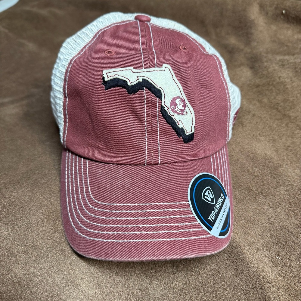 Florida State FSU Trucker Hat Top Of The World Snapback Mesh Adjustable